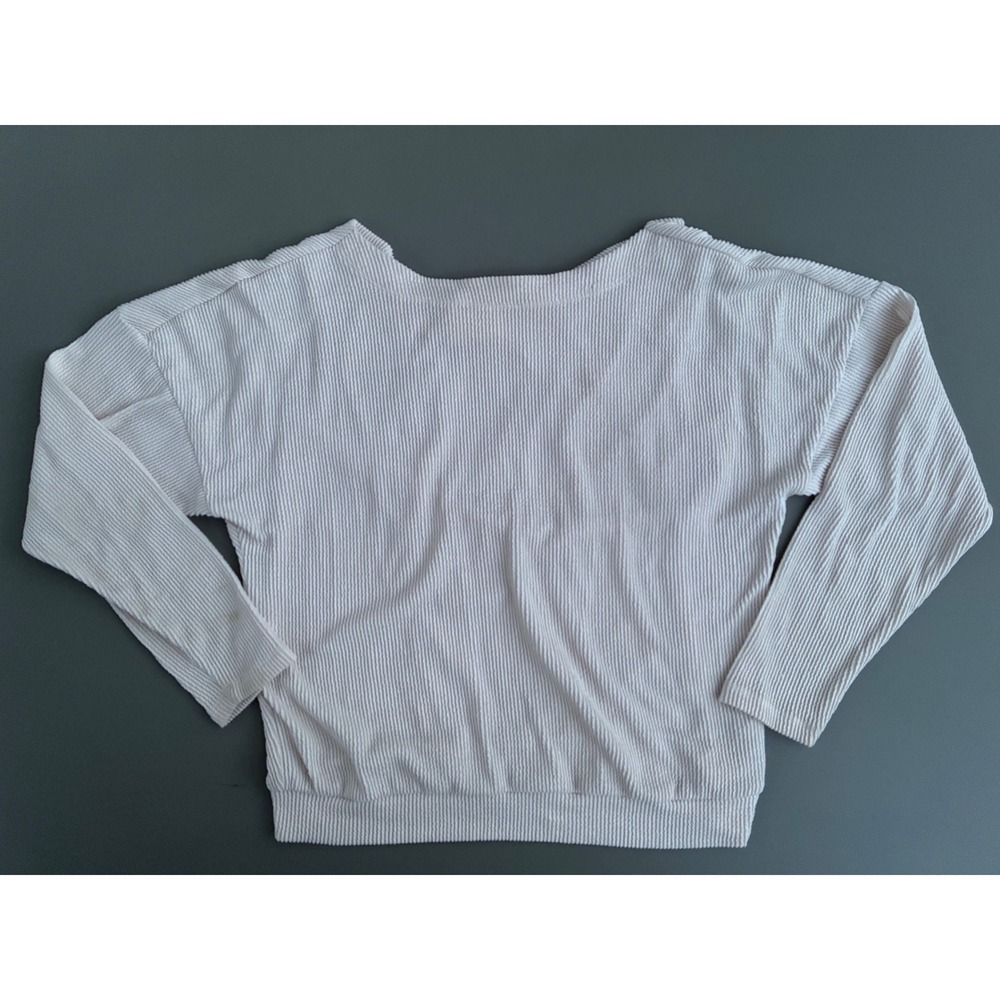 Maeve Anthropologie Cream Ribbed Boat Neck Long Sleeve Top Medium